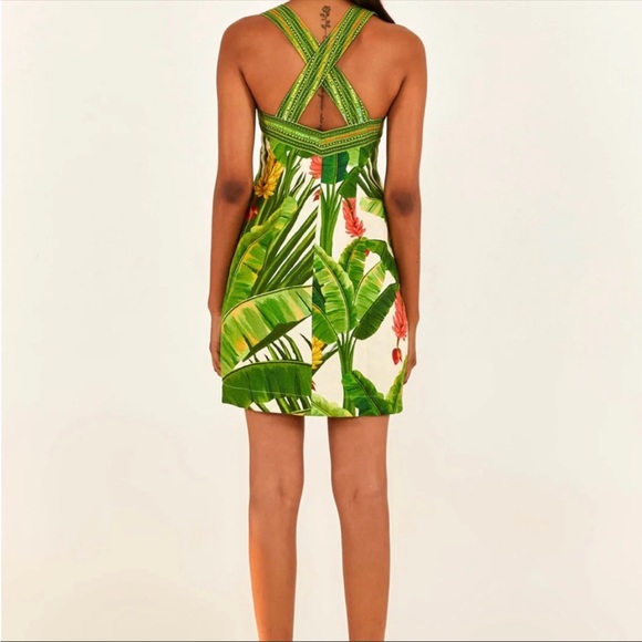 Farm Rio NWT - Fresh Forest Scarf Button Down Mini Dress - Picture 2 of 2